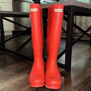 HUNTER Women's Original Tall Stripe Red Rain Boots
